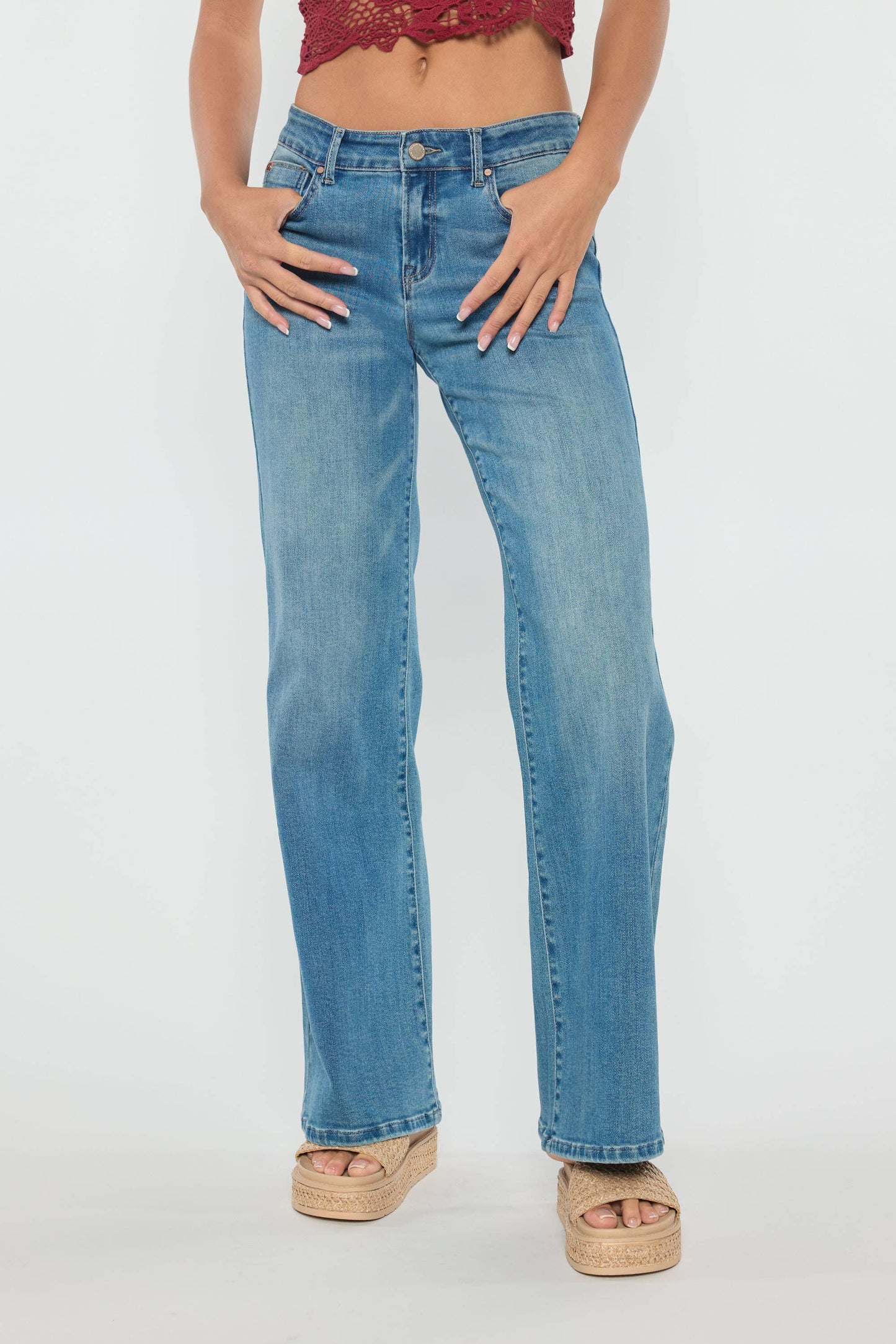 High Rise Wide Leg Jeans-Medium