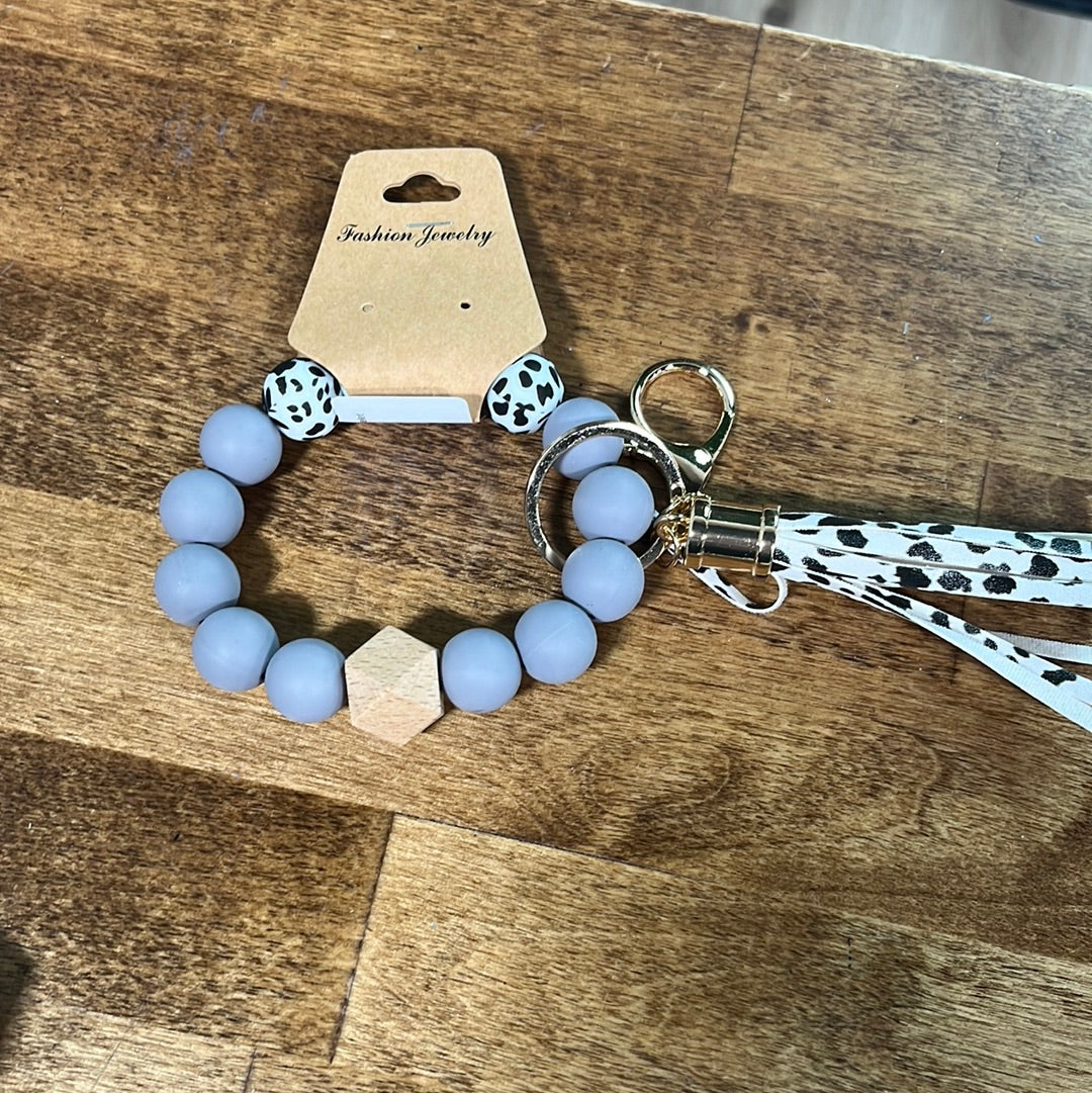 Silicone beaded keyring/keychain bracelet