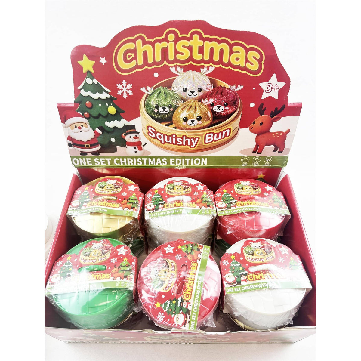Christmas Reindeer Glitter Maltose Squishy Bun Toy
