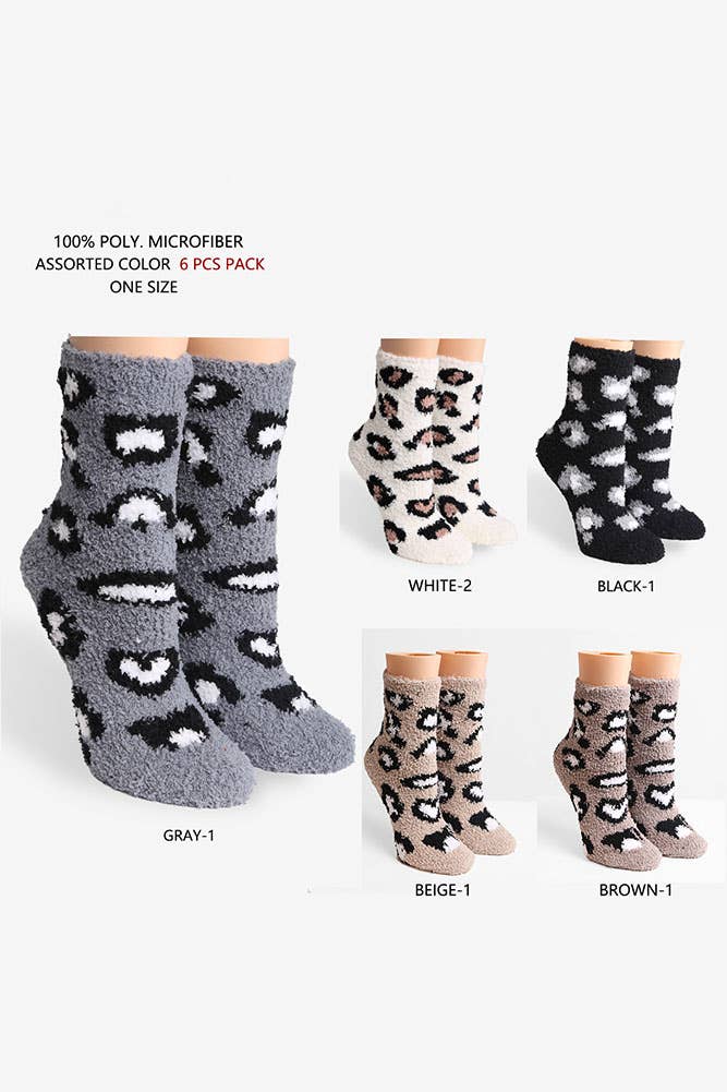 Leopard Print Soft Women Fuzzy Socks