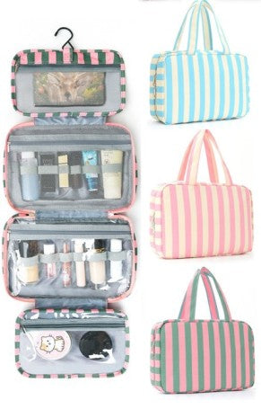 Striped hanging toiletry &Make up organizer Bag