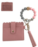 Silicone Beaded Stretch Bracelet Wristlet ID Holder