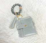 Silicone Beaded Stretch Bracelet Wristlet ID Holder