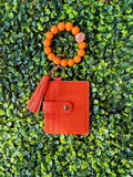 Silicone Beaded Stretch Bracelet Wristlet ID Holder