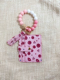 Silicone Beaded Stretch Bracelet Wristlet ID Holder