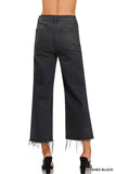 High Rise Washed Black Cropped Jean Pants