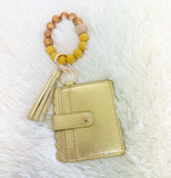 Silicone Beaded Stretch Bracelet Wristlet ID Holder