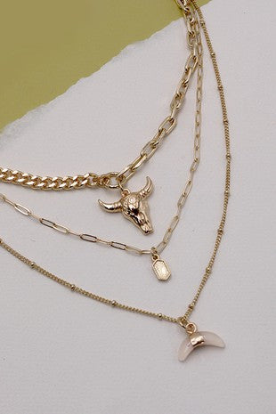 Bullhorn multi layer necklace
