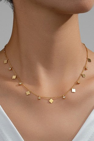 Titanium steel non-tarnish mini clover necklace