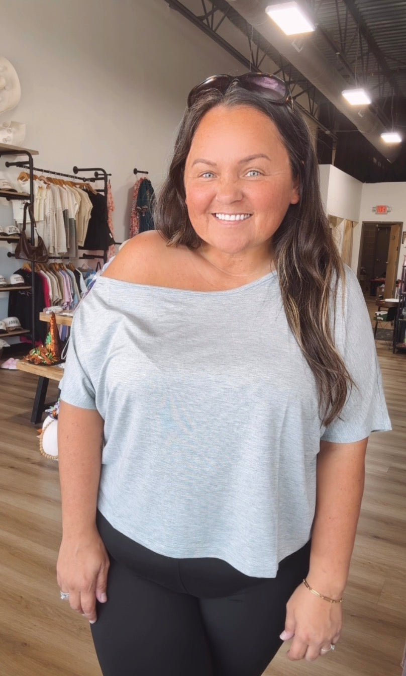Rae’s off the shoulder top