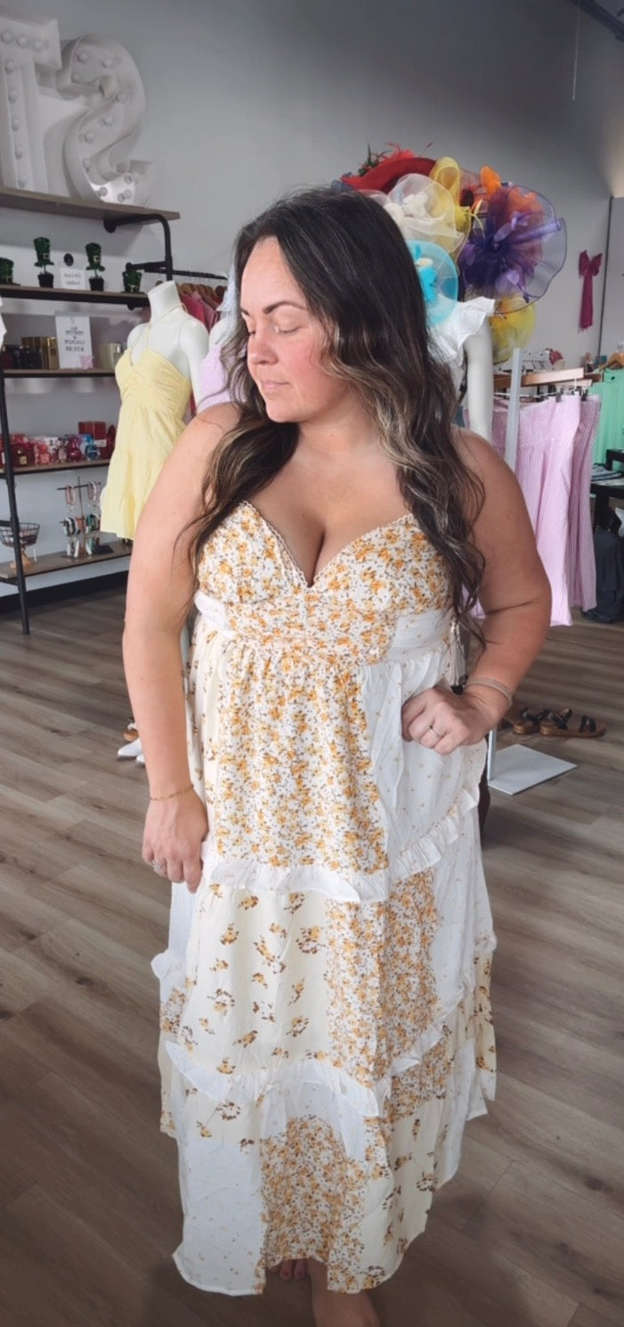 Golden Meadow Midi Dress