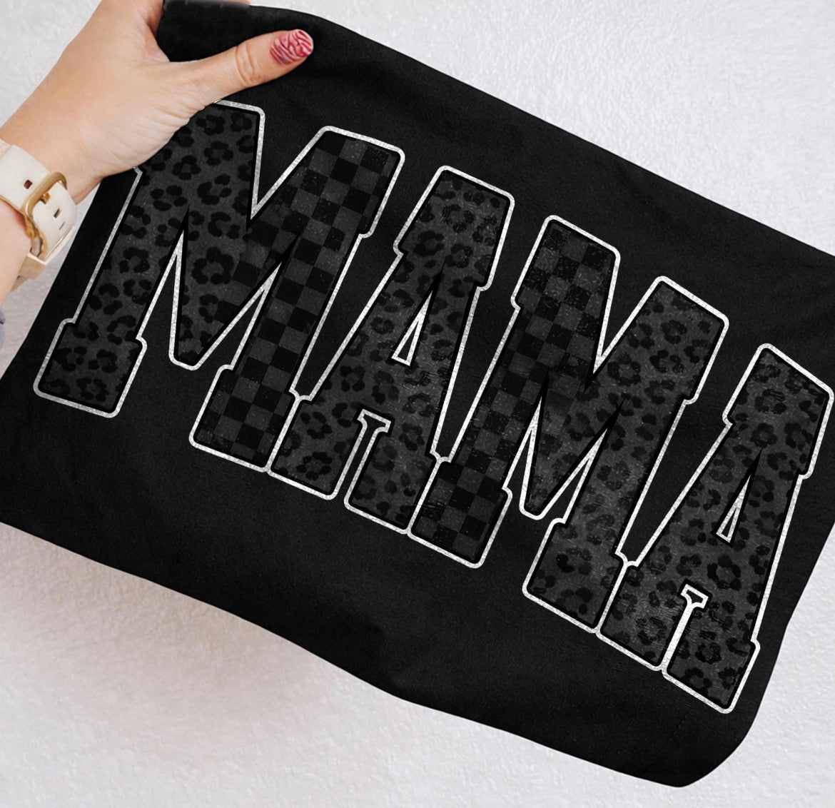 MAMA leopard/checkered tee