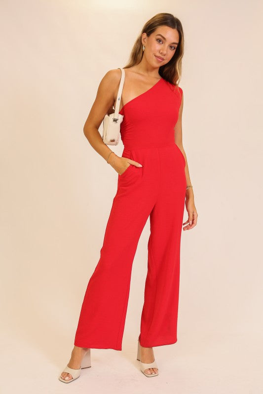 One shoulder jumpsuit