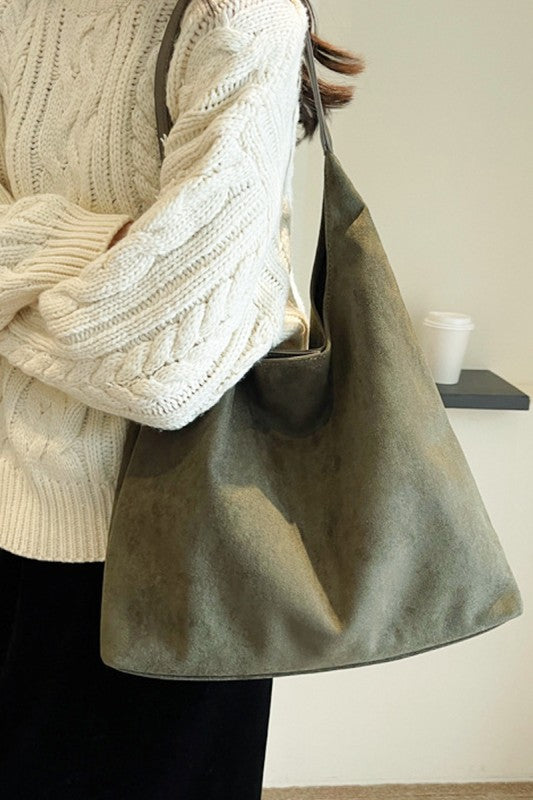 Microsuede hobo tote bag
