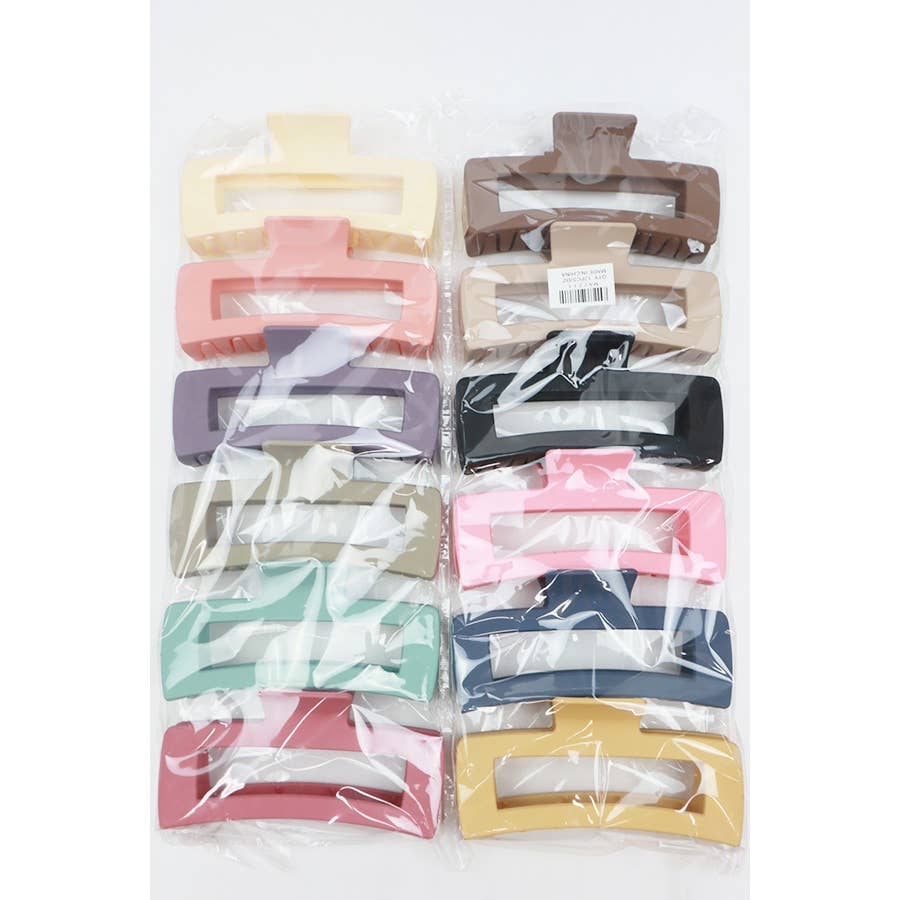 Matte Jumbo Cut Out Rectangle Hair Claw Clips