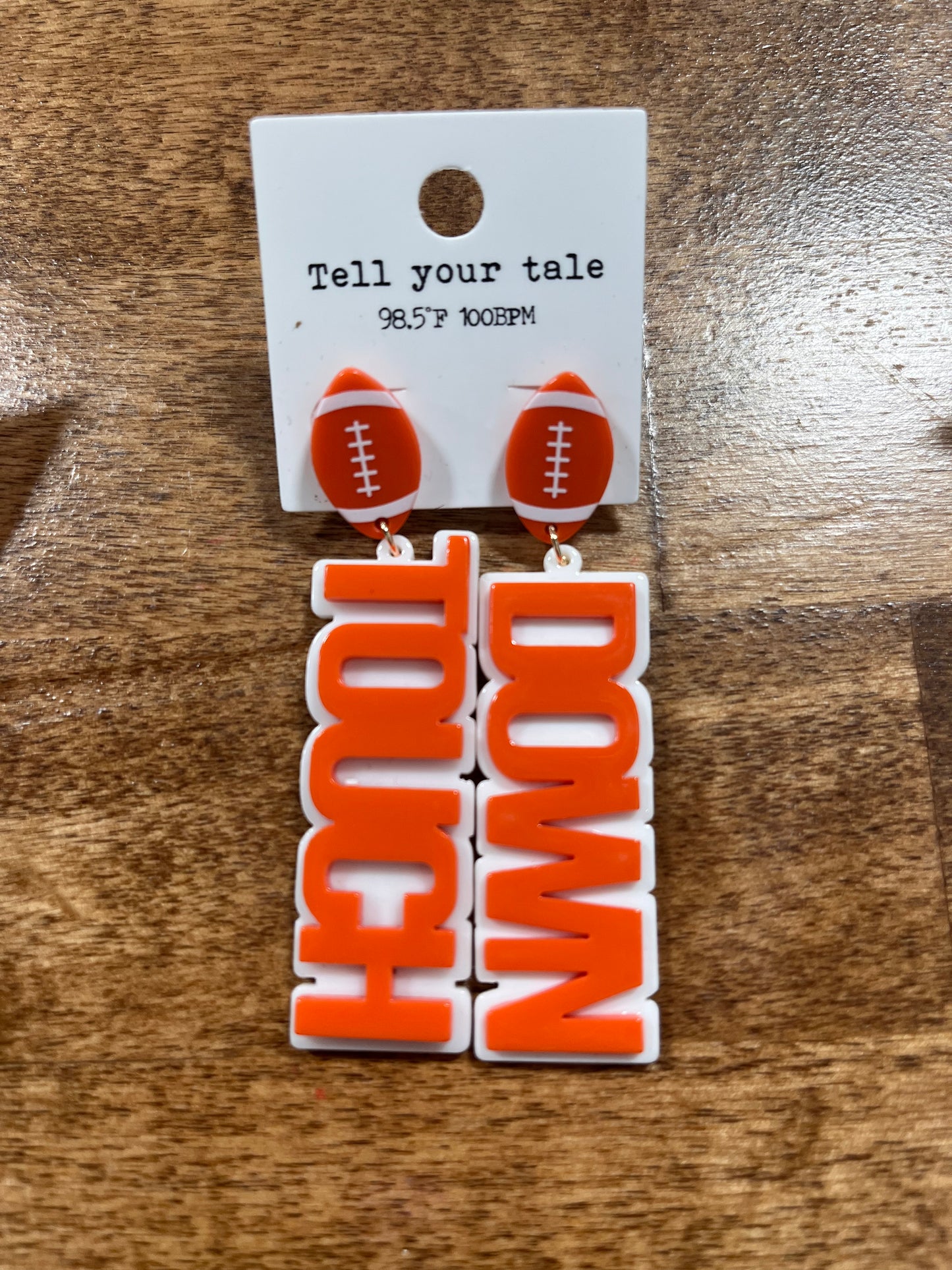 Acrylic TOUCH DOWN dangle earrings