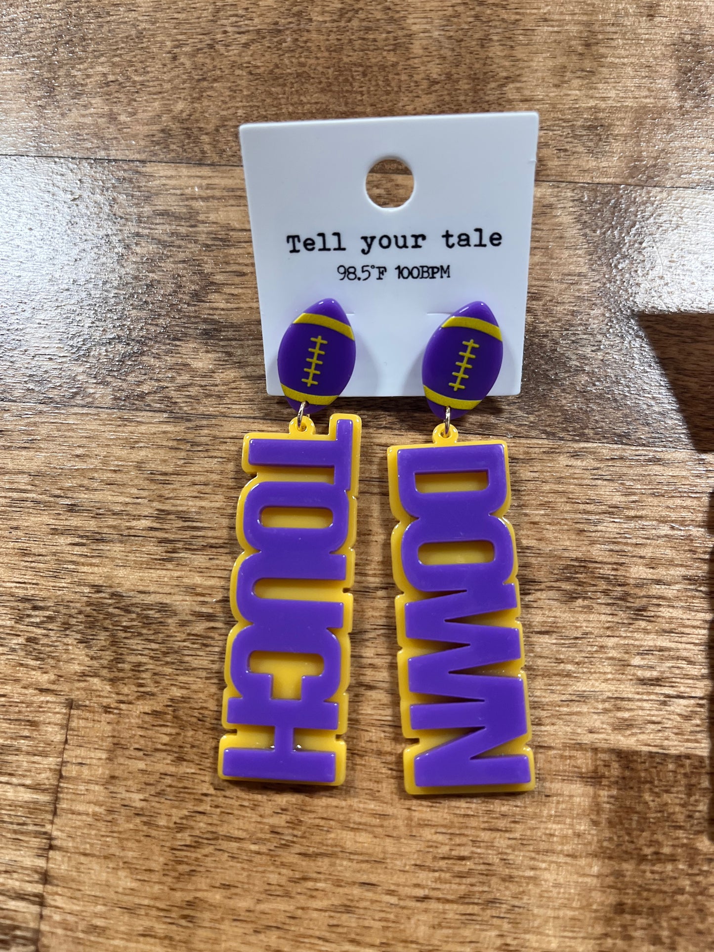 Acrylic TOUCH DOWN dangle earrings