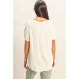 Slouchy Short-Sleeve V-Neck Top