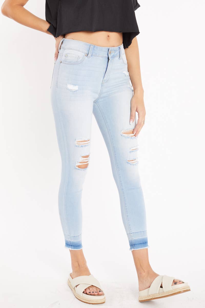 High Rise Distressed Ankle Skinny Jeans