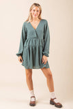 Textured Woven Mini Dress W/ Back Tie