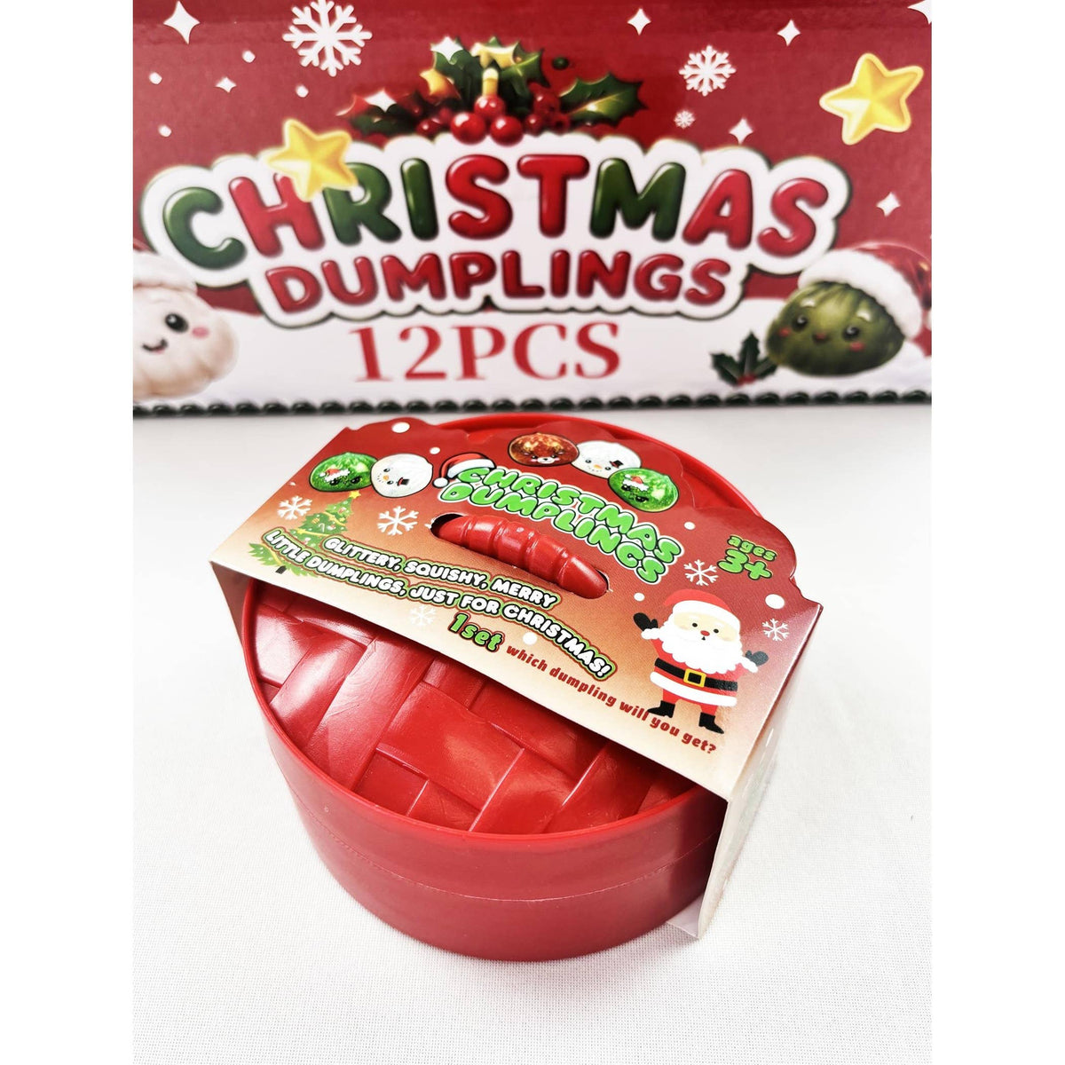 Christmas 3-Mini Glitter Maltose Candy Dumpling Squishy Toy