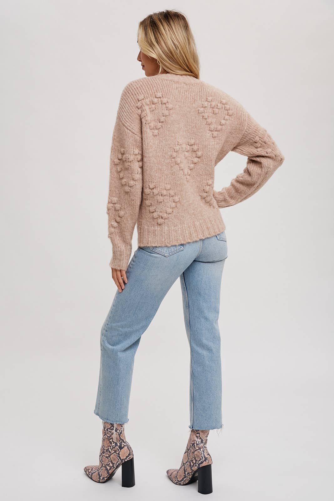 HEART SHAPE POM POM SWEATER PULLOVER