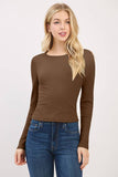 FRONT DOUBLE LAYERED CREW LONG SLEEVE TOP