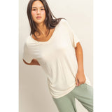 Slouchy Short-Sleeve V-Neck Top