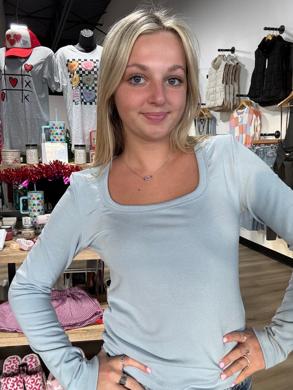 Sally’s soft long sleeve scoop neck tee