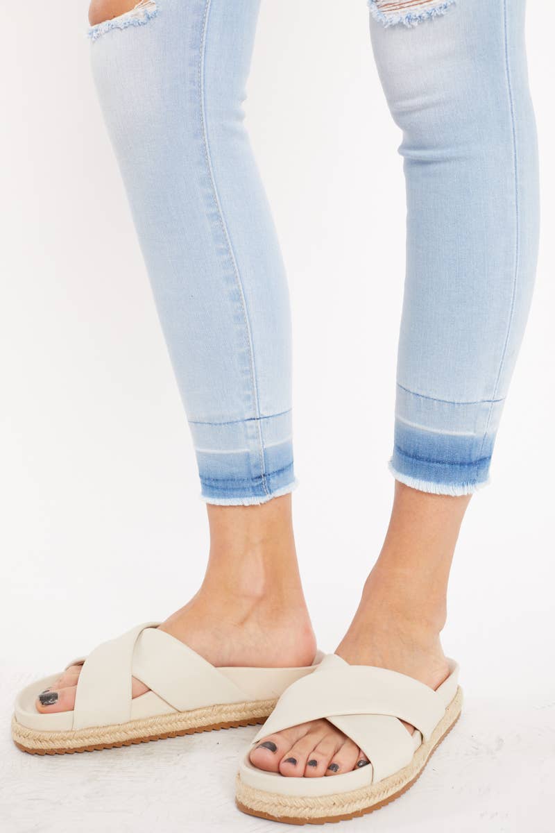 High Rise Distressed Ankle Skinny Jeans