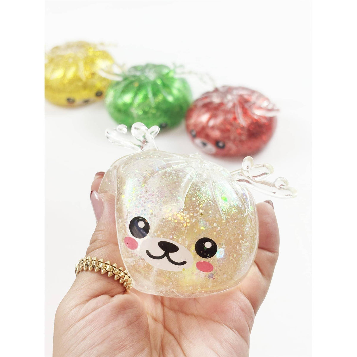 Christmas Reindeer Glitter Maltose Squishy Bun Toy