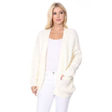 Women's Waffle Knit Open Front Sweater Cardigan