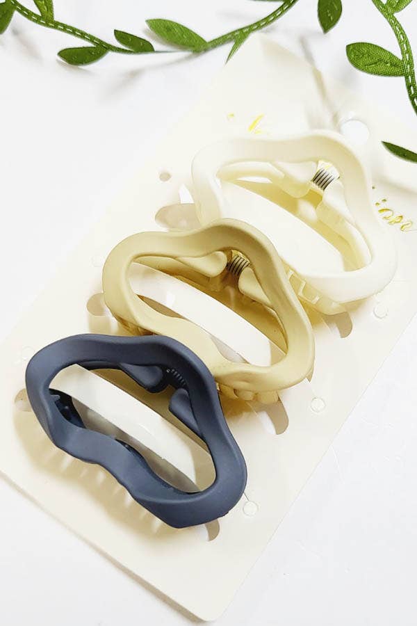 3 pcs Matte Color Hair Claw Clip Set