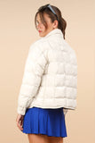 Solid Puffer Padded Warm Jacket: ECRU