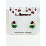Green Monster Santa Earrings