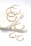 TRIO TEXTURED HOOP EARRINGS