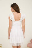 Seeing stars smocked ruffle chiffon white dress