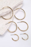 TRIO TEXTURED HOOP EARRINGS