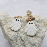 Halloween Cowboy Hat Ghost Clay Earrings