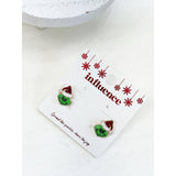 Green Monster Santa Earrings