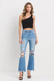 Crop Flare with Knee Distressed jeans