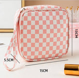 TRAVEL CHECKER MAKEUP COSMETIC POUCH BAG