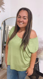 Basically yours off the shoulder top-lime
