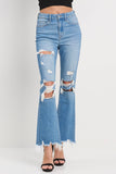 Crop Flare with Knee Distressed jeans