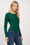 FRONT DOUBLE LAYERED CREW LONG SLEEVE TOP