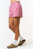 GINGHAM ELASTIC WAISTBAND BOXER SHORTS: MAGENTA