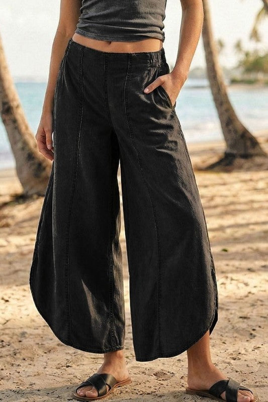 Tulip black mineral wash relaxed fit pants