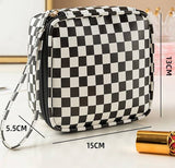 TRAVEL CHECKER MAKEUP COSMETIC POUCH BAG