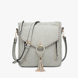 Layla Faux Suede Whipstitch Crossbody w/ Tassel