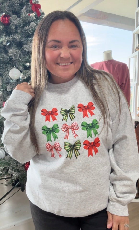 Christmas bow sweatshirt